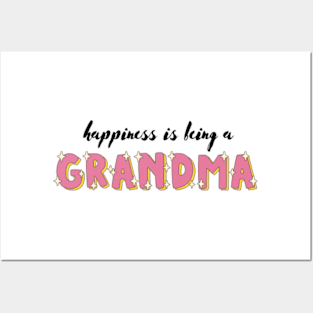 Happiness is Being A Grandma T-Shirt Womens Cute Grandma Graphic Shirts Casual Posters and Art